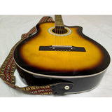 3/4 Fever FV-030C-DBR Acoustic 38" Guitar Sunburst Finish Wood Strap FV-30CDBR