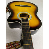 3/4 Fever FV-030C-DBR Acoustic 38" Guitar Sunburst Finish Wood Strap FV-30CDBR