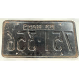 1963 Massachusetts License Plate 751 356 Porsche