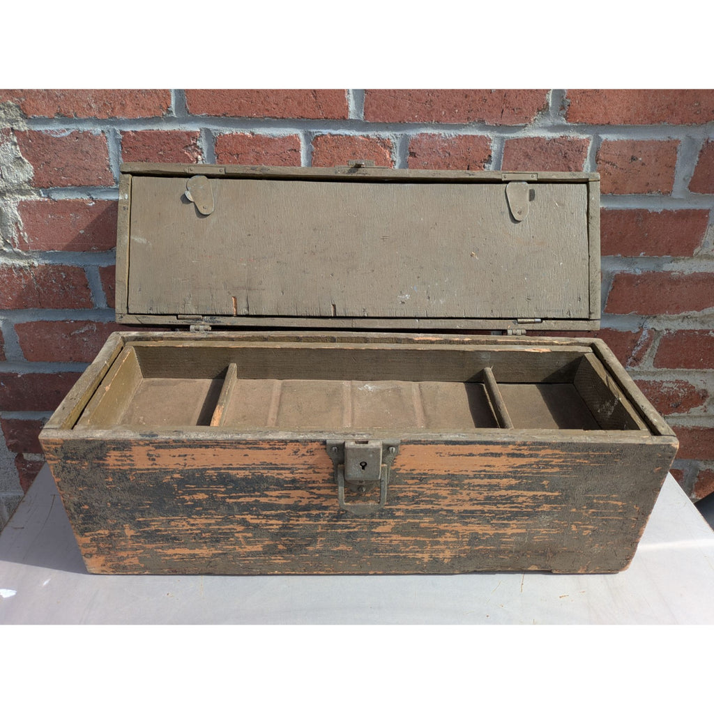 antique wooden tackle boxes Primitive Military Carpenters Antique Wooden Toolbox Fishing Tackle Bo – Pocatello Market