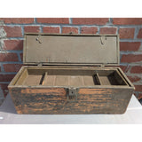 Primitive Military Carpenters Antique Wooden Toolbox Fishing Tackle Box Wood Tin Tray