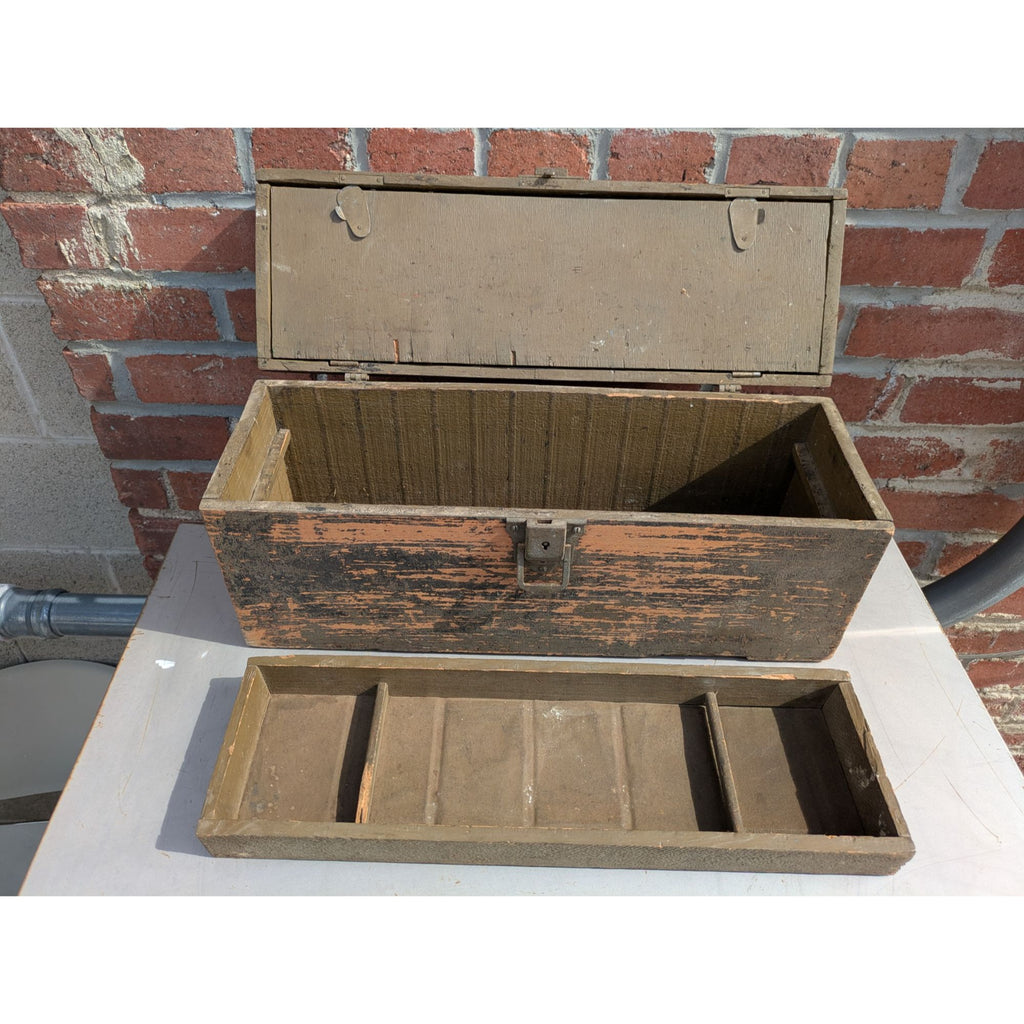 antique wooden fishing box Primitive Military Carpenters Antique Wooden Toolbox Fishing Tackle Bo – Pocatello Market