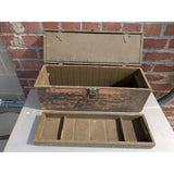 Primitive Military Carpenters Antique Wooden Toolbox Fishing Tackle Box Wood Tin Tray