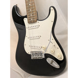 2005 Starcaster Fender Electric Guitar Black White Strat Style Maple Neck