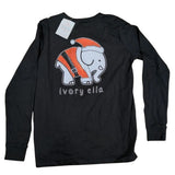 S Ivory Ella Santa Elephant Black Long Sleeve Pocket T-Shirt Women's Small NWT