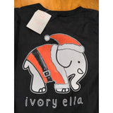 S Ivory Ella Santa Elephant Black Long Sleeve Pocket T-Shirt Women's Small NWT