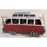 10" Tin Red White VW Bus 1960s 23 Window Van Handmade Model Volkswagen Samba Microbus