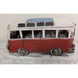 10" Tin Red White VW Bus 1960s 23 Window Van Handmade Model Volkswagen Samba Microbus