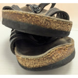 AS-IS Garden Work L8 M6 Bali Birkenstock Black Leather Sandals 39 EU Womens Adjustable Straps Germany Made