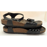 AS-IS Garden Work L8 M6 Bali Birkenstock Black Leather Sandals 39 EU Womens Adjustable Straps Germany Made