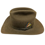 7 1/8 John B. Stetson 3X Beaver Western Cowboy Hat Norman Sims Hatter UT Vintage Feather Brown Suede