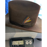 7 1/8 John B. Stetson 3X Beaver Western Cowboy Hat Norman Sims Hatter UT Vintage Feather Brown Suede