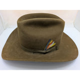 7 1/8 John B. Stetson 3X Beaver Western Cowboy Hat Norman Sims Hatter UT Vintage Feather Brown Suede