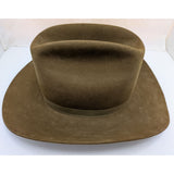 7 1/8 John B. Stetson 3X Beaver Western Cowboy Hat Norman Sims Hatter UT Vintage Feather Brown Suede