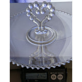 Imperial Candlewick Pasty Heart Handle Tray 1940s Clear Glass Serving Platter Beaded Design Centerpiece