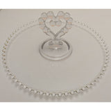 Imperial Candlewick Pasty Heart Handle Tray 1940s Clear Glass Serving Platter Beaded Design Centerpiece