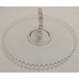 Imperial Candlewick Pasty Heart Handle Tray 1940s Clear Glass Serving Platter Beaded Design Centerpiece