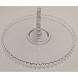 Imperial Candlewick Pasty Heart Handle Tray 1940s Clear Glass Serving Platter Beaded Design Centerpiece