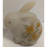 3" Signed Fenton Hand Painted Bunny Figurine Spring Floral Design Easter Small Home Decor Rabbit
