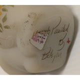 3" Signed Fenton Hand Painted Bunny Figurine Spring Floral Design Easter Small Home Decor Rabbit