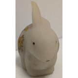 3" Signed Fenton Hand Painted Bunny Figurine Spring Floral Design Easter Small Home Decor Rabbit