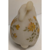 3" Signed Fenton Hand Painted Bunny Figurine Spring Floral Design Easter Small Home Decor Rabbit