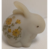 3" Signed Fenton Hand Painted Bunny Figurine Spring Floral Design Easter Small Home Decor Rabbit
