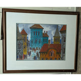 Anatole Krasnyansky Signed Numbered Watercolor Serigraph RIGA Capitol of Latvia Street Scene Print Framed Art
