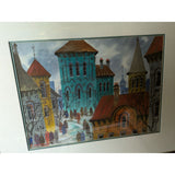 Anatole Krasnyansky Signed Numbered Watercolor Serigraph RIGA Capitol of Latvia Street Scene Print Framed Art