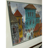 Anatole Krasnyansky Signed Numbered Watercolor Serigraph RIGA Capitol of Latvia Street Scene Print Framed Art
