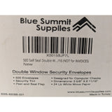 New 500 Double Window Security Envelopes Self Seal White Paper Blue Summit Supplies