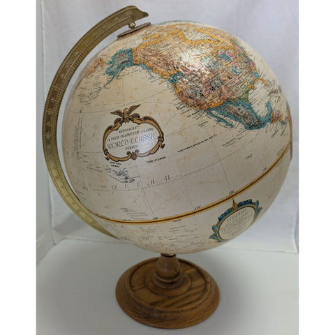 Replogle 12 Inch Diameter World Classic Series Table Globe Wood Base Vintage