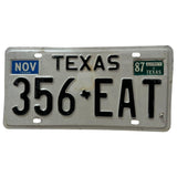 1987 356 EAT Texas License Plate Porsche 1987