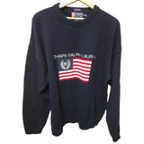 XL USA Flag Ralph Lauren Chaps Spell Out Knit Pullover Crewneck Sweater VTG 90s