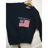 XL USA Flag Ralph Lauren Chaps Spell Out Knit Pullover Crewneck Sweater VTG 90s