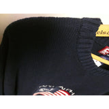 XL USA Flag Ralph Lauren Chaps Spell Out Knit Pullover Crewneck Sweater VTG 90s