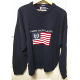 XL USA Flag Ralph Lauren Chaps Spell Out Knit Pullover Crewneck Sweater VTG 90s