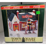 NO PUMPS - 1994 Coca-Cola Town Square Collection "Flying A" Service Station Christmas Decoration Ceramic