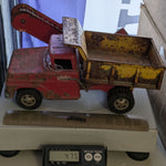 Tonka Sandloader Dump Truck Toy Red Yellow Metal Construction Vintage Double Headlights