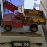 Tonka Sandloader Dump Truck Toy Red Yellow Metal Construction Vintage Double Headlights
