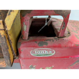 Tonka Sandloader Dump Truck Toy Red Yellow Metal Construction Vintage Double Headlights