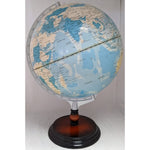 12" Blue Table Globe Time Zones World Nation Metal Axis Faux Wood Base Modern