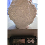 10” Tall Imperial Glass Vase Loganberry White Milk Glass Vase Grape Leaf Pattern Design