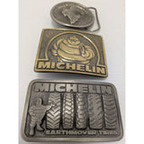 3 USA Michelin Tire Man Belt Buckle Great American Earthmover Running Bibendum