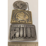 3 USA Michelin Tire Man Belt Buckle Great American Earthmover Running Bibendum