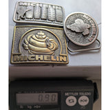 3 USA Michelin Tire Man Belt Buckle Great American Earthmover Running Bibendum
