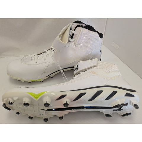 AS-IS 17 Men's Under Armour White Spine Nitro Football Cleats UA 1252686-100 Synthetic Shoes