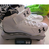 AS-IS 17 Men's Under Armour White Spine Nitro Football Cleats UA 1252686-100 Synthetic Shoes