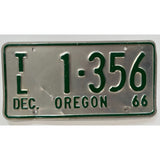 1966 TL 1 356 Oregon License Plate Porsche DEC.