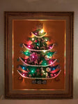 VINTAGE COSTUME JEWELRY ART CHRISTMAS TREE FRAMED RHINESTONE BROOCH +++ LIGHTED
